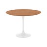 Mesa Jantar Tulipa Saarinen Redonda 90cm Tampo Madeira Pau Ferro Base Branca - 1