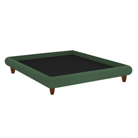 Cama King Japonesa 210cm Pés Madeira Haru Veludo Verde - Sallar Home