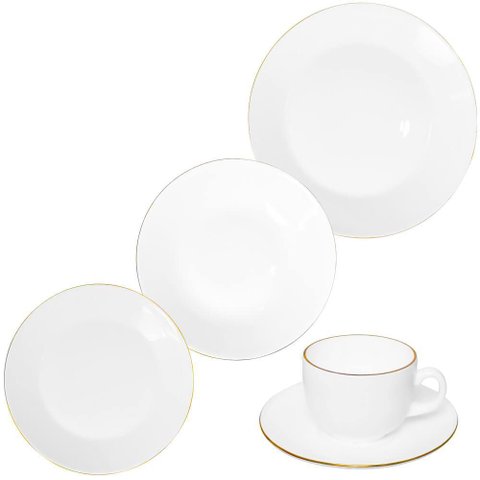 Aparelho de Jantar Opaline Catarina Fio de Ouro 20 Peças - Hauskraft