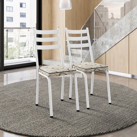 Kit com 2 Cadeiras Sala de Jantar Cozinha Europa Branco/Madeira Cedro