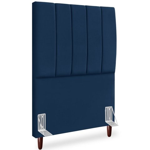 Cabeceira Solteiro 90cm Arlla Suede Azul Marinho Rm