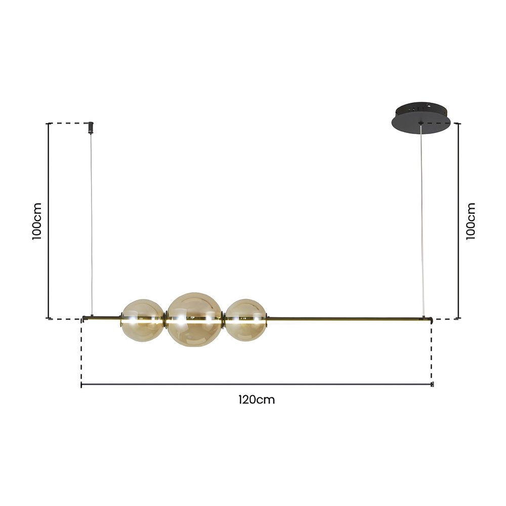 Lustre Pendente Skylight Curly 3108 Led Bivolt Preto/ambar - 4