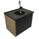 Ver imagem 2 de Gabinete para Banheiro 49x60,6cm Fenix Preto/Madeirado