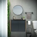 Ver imagem 1 de Gabinete para Banheiro 49x60,6cm Fenix Preto/Madeirado
