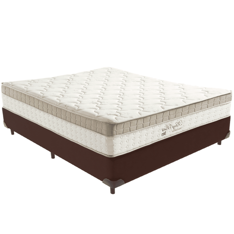 Cama Box e Colchão King Best Bege Molas Ensacadas Casal Anjos: Marrom