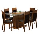 Ver imagem 2 de Conjunto Sala de Jantar Madesa Atlanta Mesa Tampo de Vidro com 6 Cadeiras Rustic/Preto/Sintético Pre