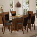 Ver imagem 1 de Conjunto Sala de Jantar Madesa Atlanta Mesa Tampo de Vidro com 6 Cadeiras Rustic/Preto/Sintético Pre