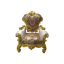 Ver imagem 5 de Jogo de Sofá Clássico Bege Floral com Detalhe Dourado + Par de Poltronas - 150x256x70 / 135x102x70