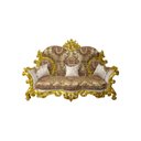 Ver imagem 3 de Jogo de Sofá Clássico Bege Floral com Detalhe Dourado + Par de Poltronas - 150x256x70 / 135x102x70