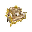 Ver imagem 4 de Jogo de Sofá Clássico Bege Floral com Detalhe Dourado + Par de Poltronas - 150x256x70 / 135x102x70