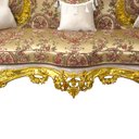 Ver mais imagens de Jogo de Sofá Clássico Bege Floral com Detalhe Dourado + Par de Poltronas - 150x256x70 / 135x102x70