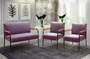 Ver imagem 2 de Kit Namoradeira + 2 Poltronas Jade Braços Metal Decoração Recepção Sala - Veludo Roxo