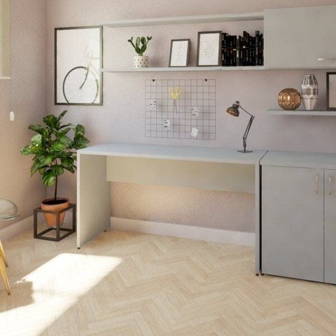 Escrivaninha Mesa Escritório 100% MDF 250CMX47CM 180cm Cinza Cristal