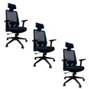 Ver imagem 1 de Kit 3 Cadeiras de Escritório Oficial Comfort Max Ergonômica com Revestimento em Couro Sintético
