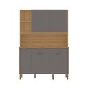 Ver imagem 2 de Armário de Cozinha 144,7 Cm Flora 5 Portas 2 Gavetas Freijó/gris - Kits Paraná