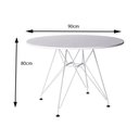 Ver imagem 3 de Sala De Jantar Mesa Redonda Branca 90Cm Base De Ferro Branco Com 4 Cadeiras Brancas Cor: Branco