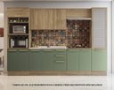 Ver imagem 2 de Armário de Cozinha Modulada Completa Reta 7 Peças 3,20m Botanic Kappesberg - Nogueira/Verde Oliva