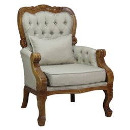Kit 2 Poltrona Clássica Imperador Verniz Imbuia e Linho Bege Claro Soberati Poltrona Decorativa Clás - 2 Kit 2 Poltrona Clássica Imperador Verniz Imbuia e Linho Bege Claro Soberati Poltrona Decorativa Clás - 2