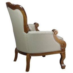 Kit 2 Poltrona Clássica Imperador Verniz Imbuia e Linho Bege Claro Soberati Poltrona Decorativa Clás - 5 Kit 2 Poltrona Clássica Imperador Verniz Imbuia e Linho Bege Claro Soberati Poltrona Decorativa Clás - 5