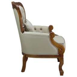 Kit 2 Poltrona Clássica Imperador Verniz Imbuia e Linho Bege Claro Soberati Poltrona Decorativa Clás - 4 Kit 2 Poltrona Clássica Imperador Verniz Imbuia e Linho Bege Claro Soberati Poltrona Decorativa Clás - 4