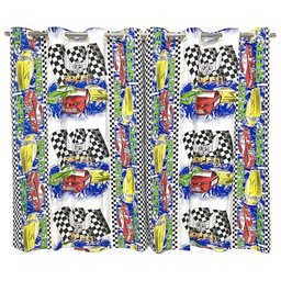 Kit Colcha Cobre Leito + Cortina Infantil Solteiro 4p Menino Menina Personagens:carros - 4