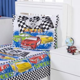 Kit Colcha Cobre Leito + Cortina Infantil Solteiro 4p Menino Menina Personagens:carros - 3