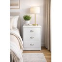 Ver imagem 1 de Armário para cabeceira de cama  100% mdf - branco 3 gavetas