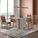 Ver imagem 1 de Mesa de Jantar Isadora 120cm Tampo Mdf com Vidro com 4 Cadeiras Safira