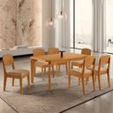 Ver imagem 1 de Conjunto Sala de Jantar Mesa Tampo 180cm Canto Copo de MDF e 6 Cadeiras Dublin Cleo Yescasa