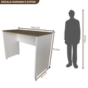 Ver imagem 3 de Escrivaninha Mesa Escritório 100CMX60CM 100cm Branca e Carvalho Mel Bege