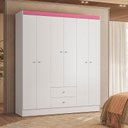 Ver mais imagens de Guarda Roupa Solteiro Versa 6 Portas Branco Rosa Flex Fosco - Kits Paraná