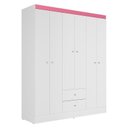 Ver imagem 2 de Guarda Roupa Solteiro Versa 6 Portas Branco Rosa Flex Fosco - Kits Paraná