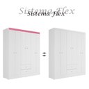Ver imagem 4 de Guarda Roupa Solteiro Versa 6 Portas Branco Rosa Flex Fosco - Kits Paraná
