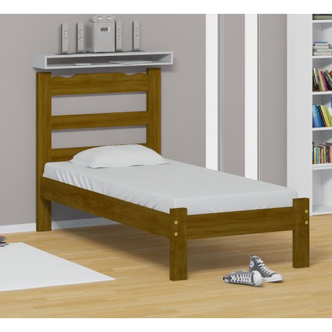 Cama Solteiro Madeira Maciça Cor Nogueira