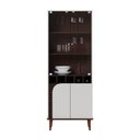 Ver imagem 2 de Cristaleira com Vidro 4 Portas e Adega Retrô 70cm Multimóveis Crcol-CRI009 Off White/Nogueira