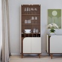 Ver mais imagens de Cristaleira com Vidro 4 Portas e Adega Retrô 70cm Multimóveis Crcol-CRI009 Off White/Nogueira