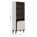 Ver imagem 4 de Cristaleira com Vidro 4 Portas e Adega Retrô 70cm Multimóveis Crcol-CRI009 Off White/Nogueira