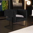 Ver imagem 2 de Poltrona Decorativa Scarlett D02 Base de Aço Preto Linho Chumbo C-465 - Lyam Decor