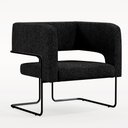 Ver imagem 1 de Poltrona Decorativa Scarlett D02 Base de Aço Preto Linho Chumbo C-465 - Lyam Decor