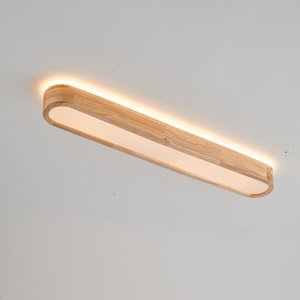 Plafon de Sobrepor Oval Estilo Madeira 65cm Led 30w 3 em 1 Bivolt 16129-pl