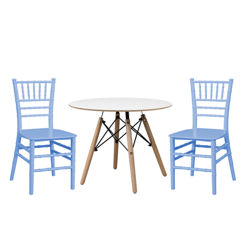 Conjunto Infantil Mesa Eames 60cm com 2 Cadeiras Tiffany Polipropileno Kids