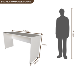 Escrivaninha Mesa Escritório 140cmx60cm 140cm Branca - 6 Escrivaninha Mesa Escritório 140cmx60cm 140cm Branca - 6