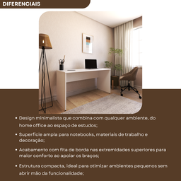 Escrivaninha Mesa Escritório 140cmx60cm 140cm Branca - 8 Escrivaninha Mesa Escritório 140cmx60cm 140cm Branca - 8
