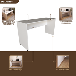Escrivaninha Mesa Escritório 140cmx60cm 140cm Branca - 7 Escrivaninha Mesa Escritório 140cmx60cm 140cm Branca - 7