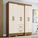 Ver imagem 2 de Guarda Roupa Solteiro Cromi com 6 Portas e 2 Gavetas Nature/off White - Móveis Briz