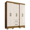 Ver imagem 1 de Guarda Roupa Solteiro Cromi com 6 Portas e 2 Gavetas Nature/off White - Móveis Briz