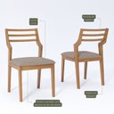 Ver imagem 3 de Kit 6 Cadeiras para Sala de Jantar Estofadas Damasco Bege/Madeira