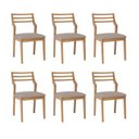 Ver imagem 1 de Kit 6 Cadeiras para Sala de Jantar Estofadas Damasco Bege/Madeira