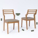 Ver imagem 2 de Kit 6 Cadeiras para Sala de Jantar Estofadas Damasco Bege/Madeira