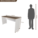 Ver imagem 3 de Escrivaninha Mesa Escritório 140cmx60cm 140cm Branca E Carvalho Mel